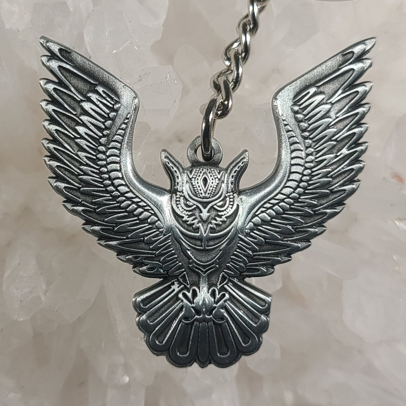 Night Owl Flight Tribal Wings Bat Bird Animal Silver 3D Metal Keychains  Key-Chain Key Chains