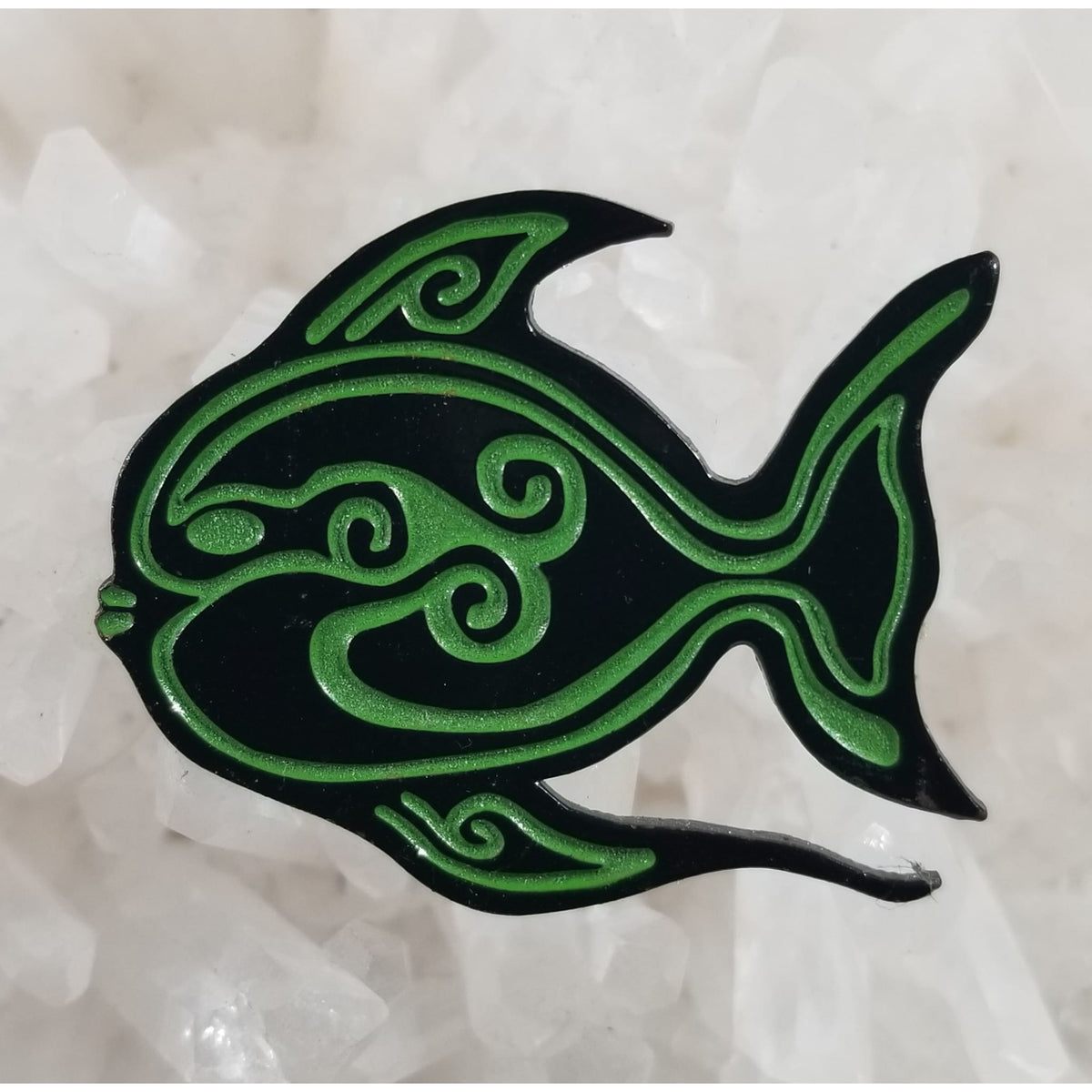 Sacred Fish Green Animal Art Glow Enamel Hat Pin – Mythical Merch