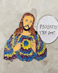 Deemsus Psssst Try Dmt Hippie Jesus Festie Wook Deemster Silver & Glitter Enamel Pins Hat Pins Lapel Pin Brooch Badge Festival Pin