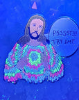 Deemsus Psssst Try Dmt Hippie Jesus Festie Wook Deemster Silver & Glitter Enamel Pins Hat Pins Lapel Pin Brooch Badge Festival Pin