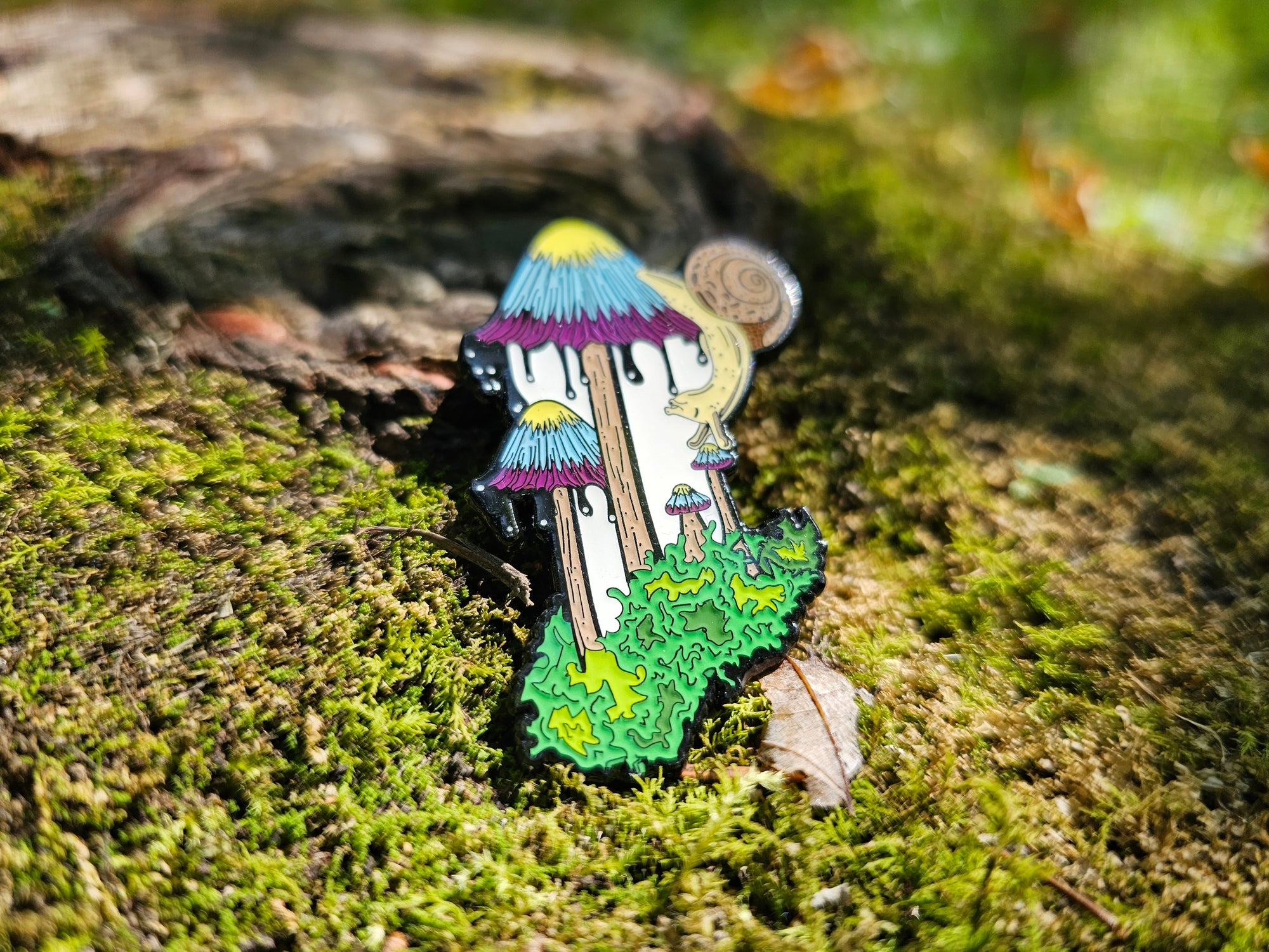 Inky Cap Mushroom Melt Snail Mycology Shroom Psychedelic Art Enamel Pin Hat Pin Lapel Pin Brooch Badge Festival Pin