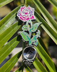 Forever Grateful Blooming Rose Stealie Seed Dead Head Skull Mini Spoon Enamel Pins Hat Pins Lapel Pin Brooch Badge Festival Pin