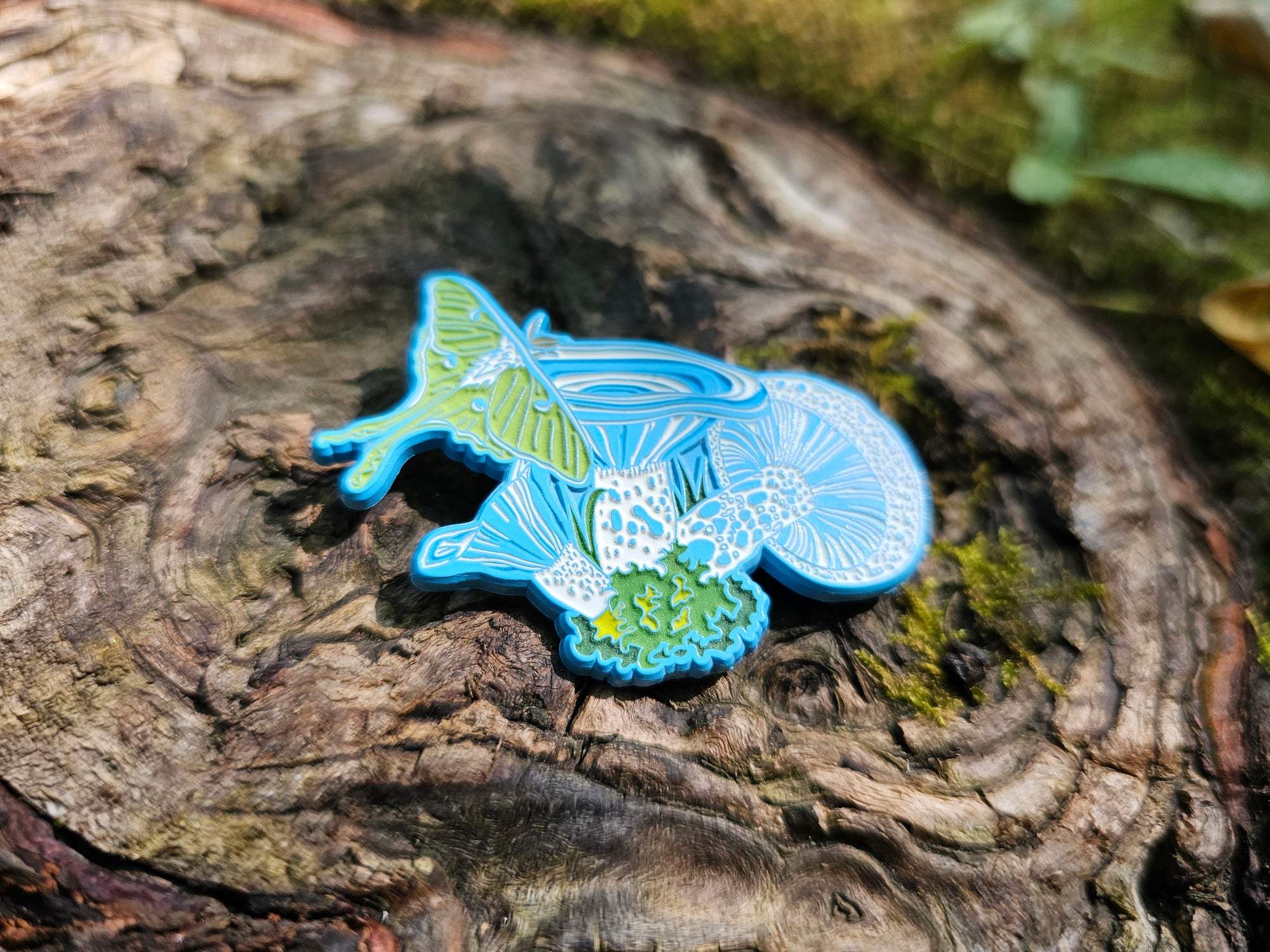 10 Pack - Mythical Mushroom Moth Blue Dyed Metal Psychedelic Shroom Nature Art Insect Wholesale Glow Enamel Pins Hat Pins Lapel Pin Brooch Badge Bulk Festival Pin