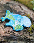 Mythical Mushroom Moth Blue Dyed Metal Psychedelic Shroom Nature Art Insect Glow Enamel Pins Hat Pins Lapel Pin Brooch Badge Festival Pin