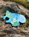 Mythical Mushroom Moth Blue Dyed Metal Psychedelic Shroom Nature Art Insect Glow Enamel Pins Hat Pins Lapel Pin Brooch Badge Festival Pin